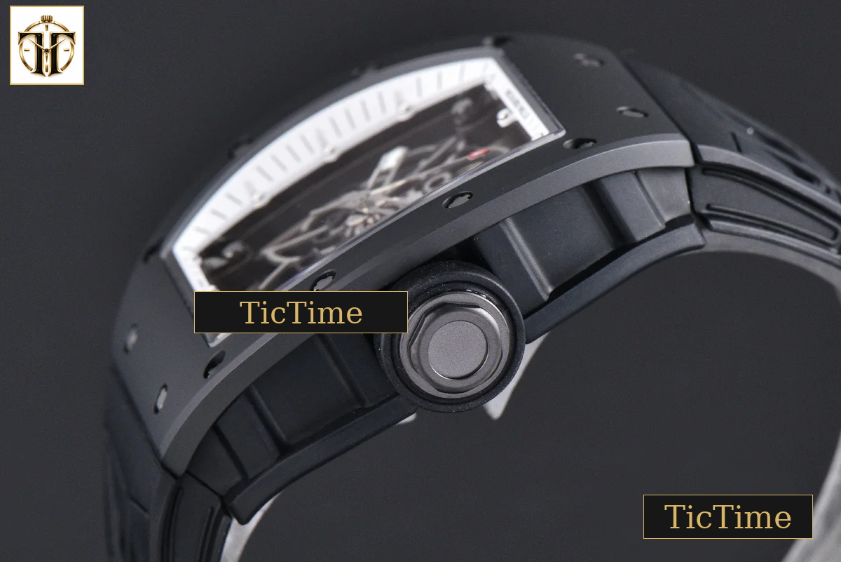 RM055 42.7mm ZF Ceramic Black Bezel White Skeleton Dial Black Crown Black Rubber Strap RMUL2 — foto 13