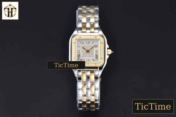 Foto frontal — Panthère 22mm AF SS/YG White Diamond Dial Diamond Bezel SS/YG Bracelet Ronda Quartz