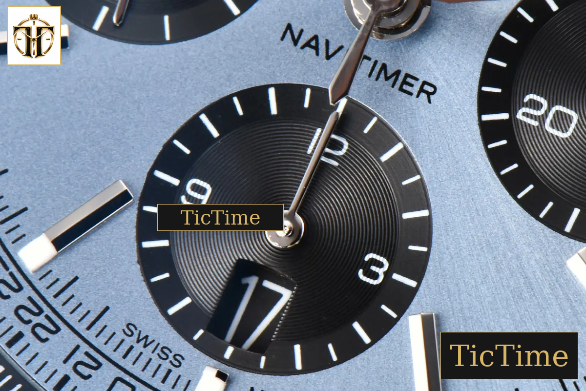 Navitimer B01 43mm BLSF Ice Blue Dial Black Subdial Black Leather Strap A7750 — foto 8