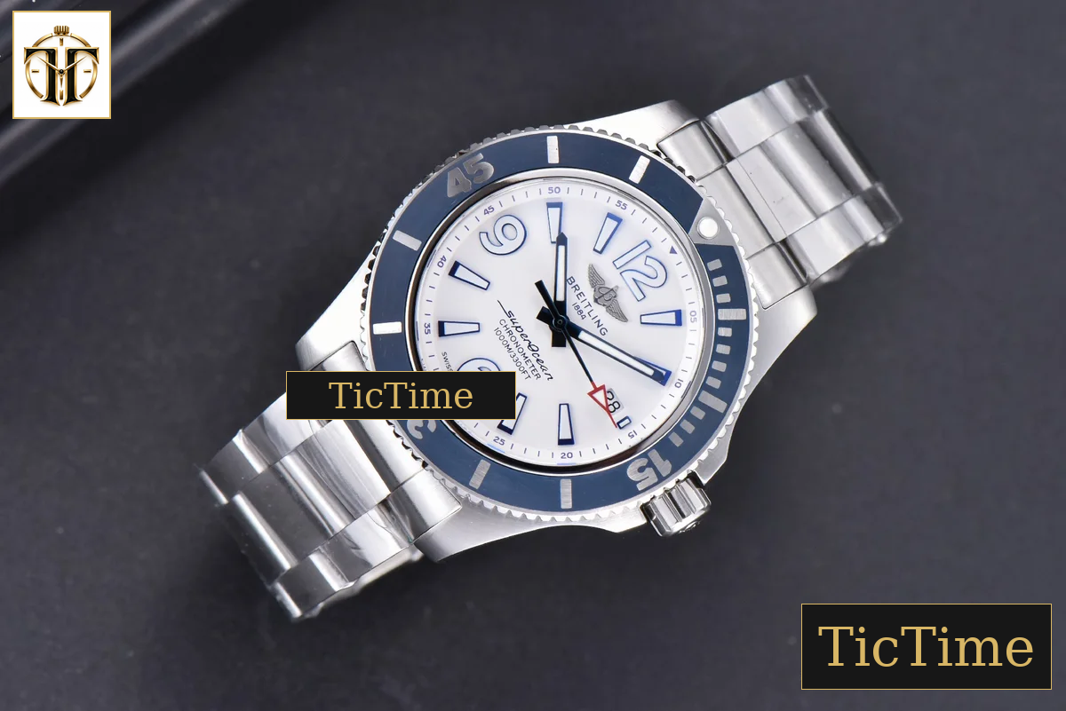 Superocean Automatic 44mm TF White Dial Blue Bezel SS Bracelet A2824 — foto 4