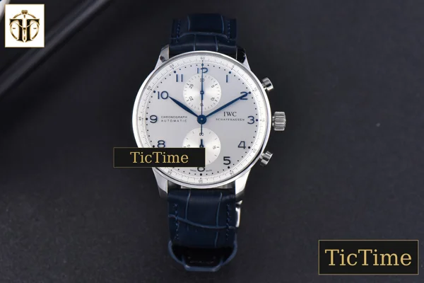 Foto frontal — Portugieser Chrono IW371446 41mm ZF White Dial Blue Strap Cal69355