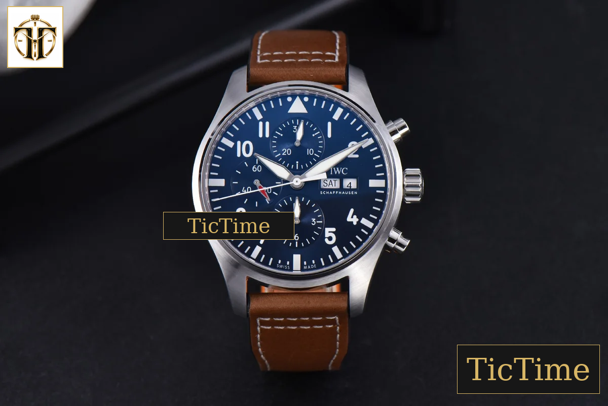 Pilot Chrono Spitfire IW377714 43mm ZF Blue Dial Brown Leather Strap A7750 — foto 3