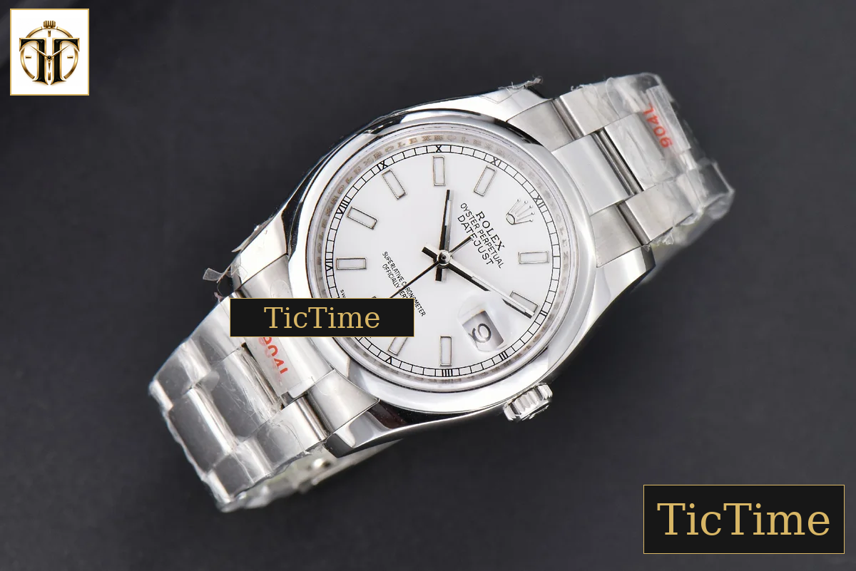 DateJust 36mm GMF SS Smooth Bezel White Dial Lume Marker Oyster Bracelet VR3235 — foto 3