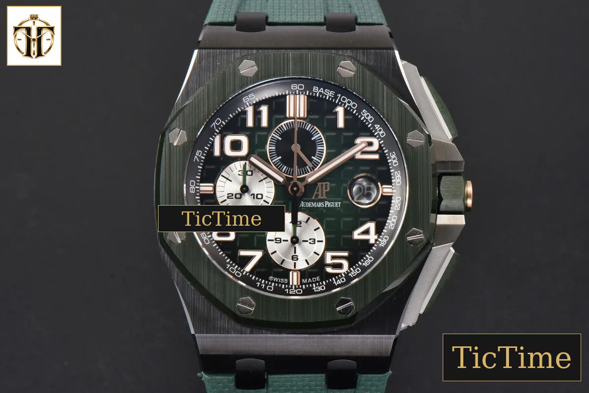 Royal Oak Offshore 26405 44mm RSF Green Dial Silver Subdial Green Rubber Strap A3126 — foto 2