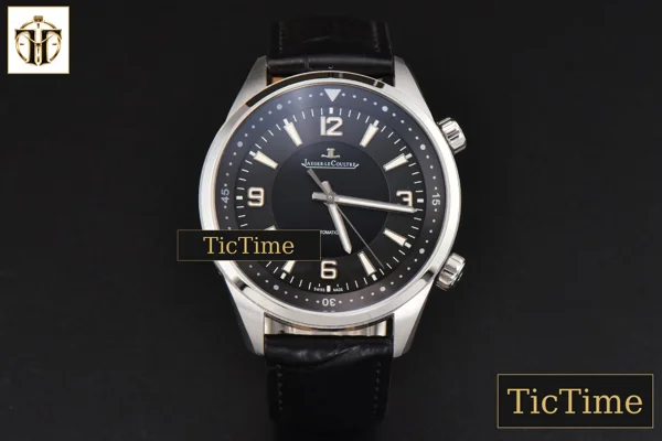 Foto frontal — Polaris Geographic 40mm LTF Black Dial Black Leather Strap Miyota 9015