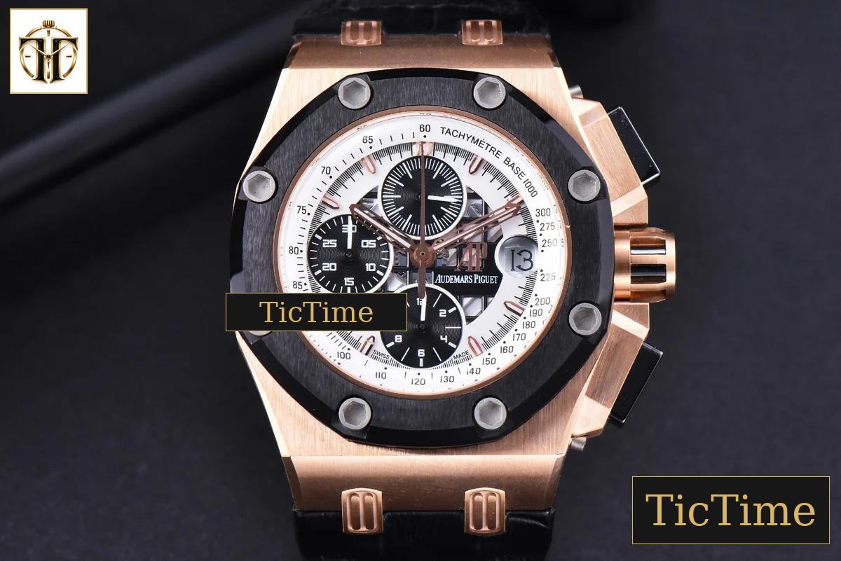 Royal Oak Offshore Ruben Barrichello II 44mm JF RG White Skeleton Dial Black Leather Strap V2 A3126 — foto 2