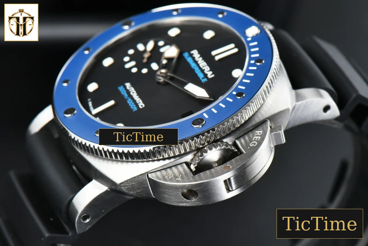 Submersible PAM1209 42mm VSF Black Dial Blue Bezel Black Rubber Strap P9000 — foto 9