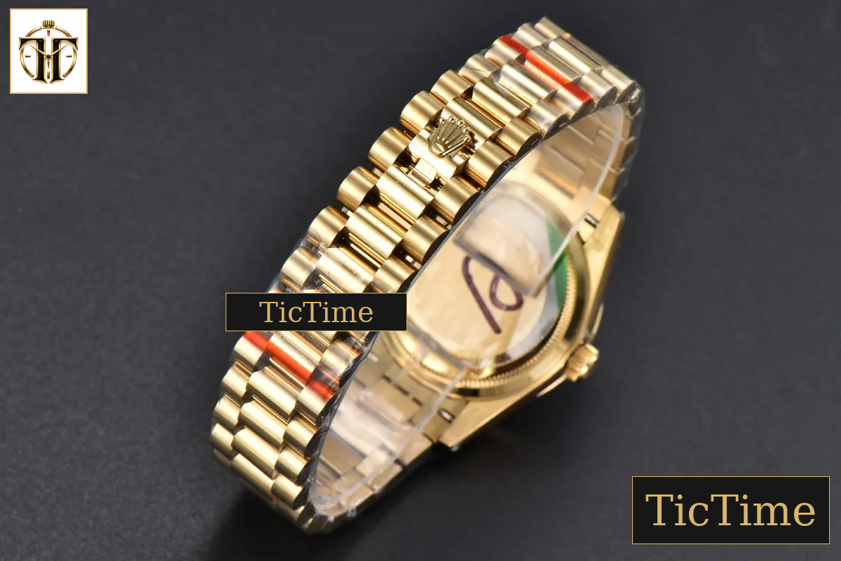 DateJust 904L 31mm GMF YG Fluted Bezel Green Flowers Dial President Bracelet A2824 — foto 36