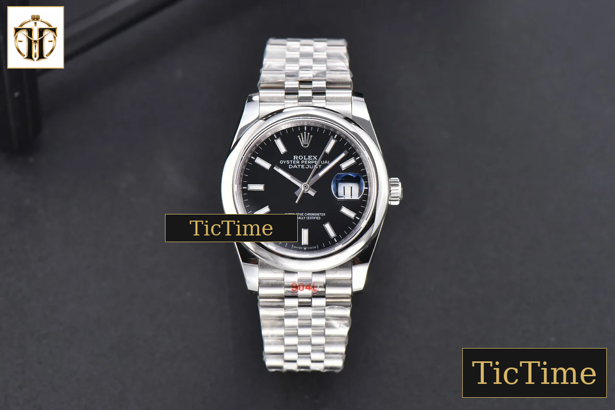 DateJust 36mm GMF SS Smooth Bezel Black Dial Stick Marker Jubilee Bracelet VR3235 — foto 2