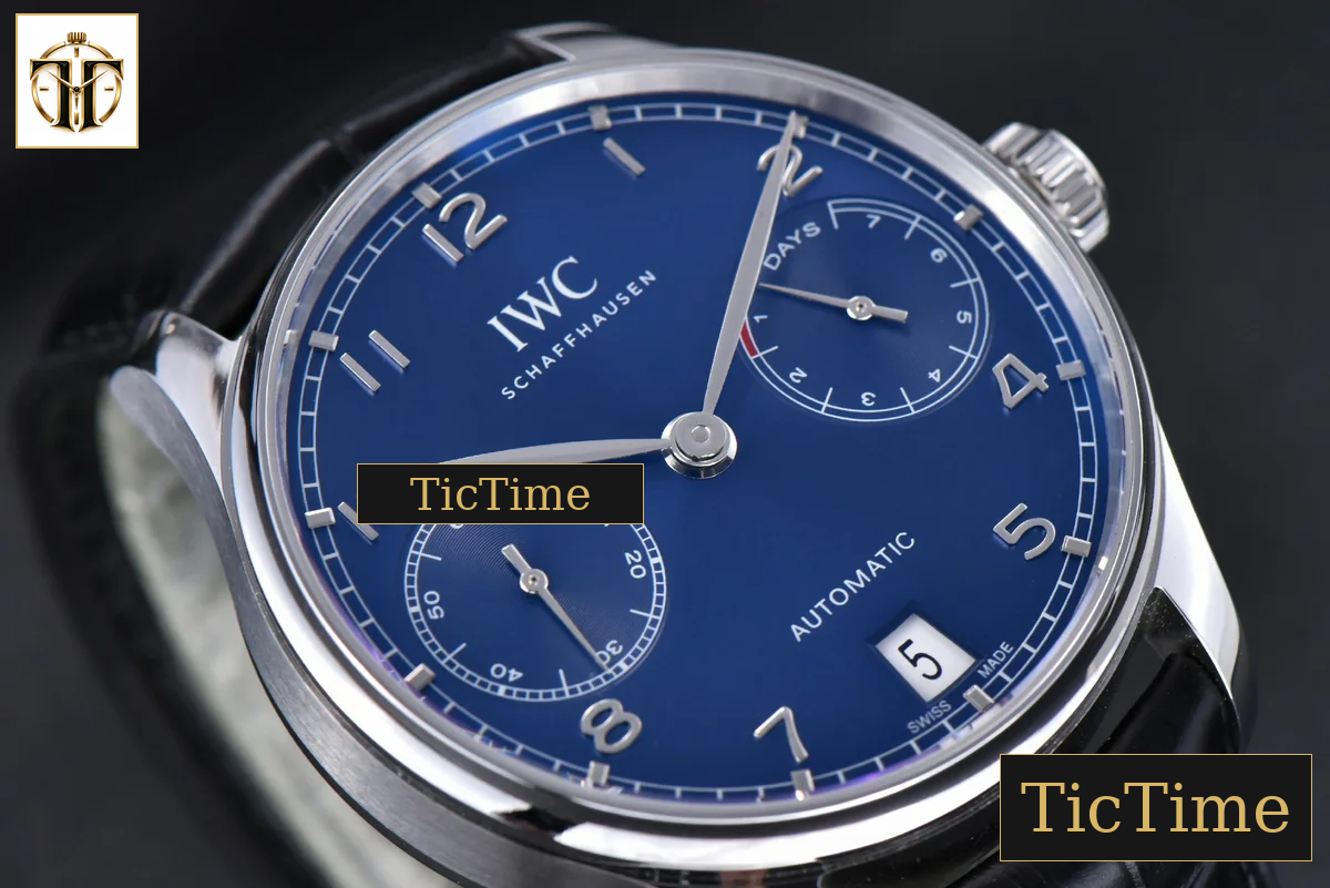 Portuguese PR IW500710 42mm ZF Blue Dial Black Leather Strap A51011 — foto 12