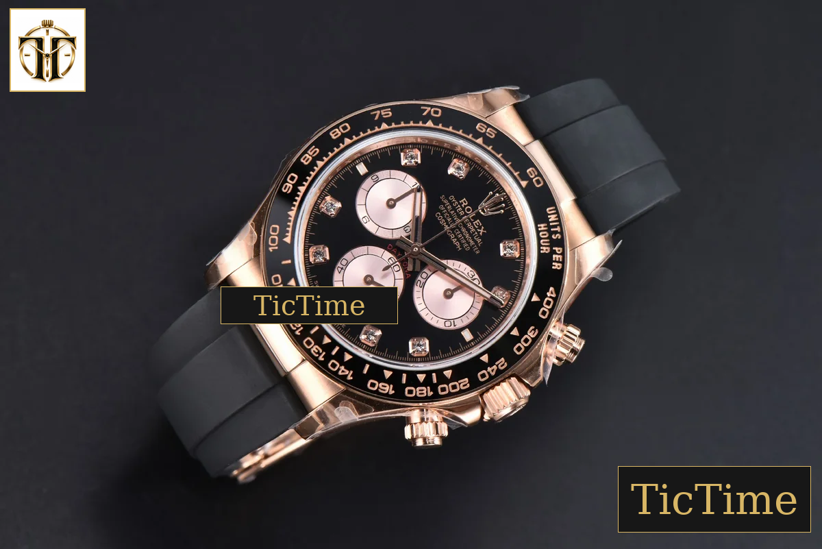 Daytona 126515 40mm BPF RG Black Bezel Black Dial RG Subdial Diamond Marker Black Oysterflex Strap SH4131 — foto 3