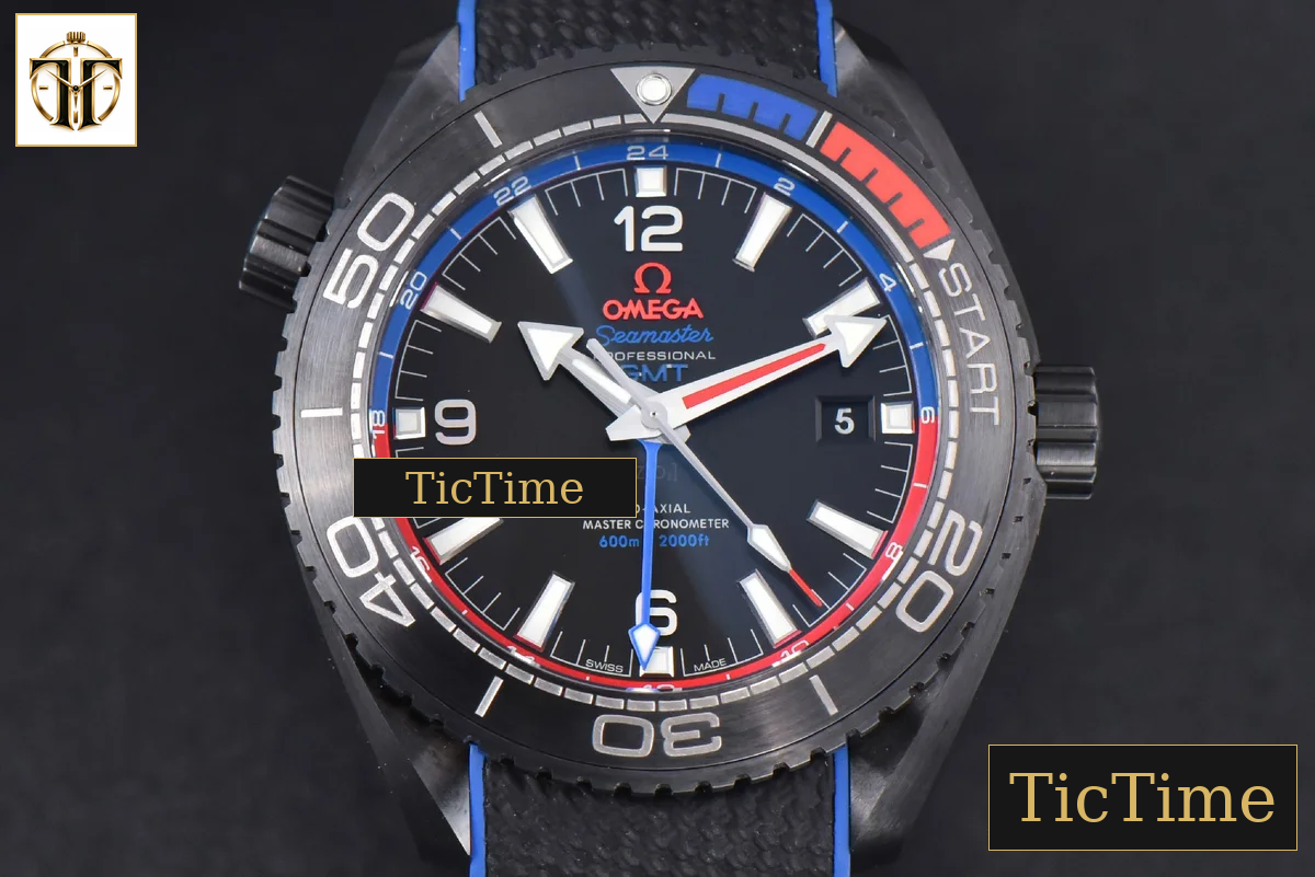 Planet Ocean 600m Deep 45.5mm VSF Black Ceramic Black Dial Blue/Red Bezel Rubber Strap A8906 — foto 2