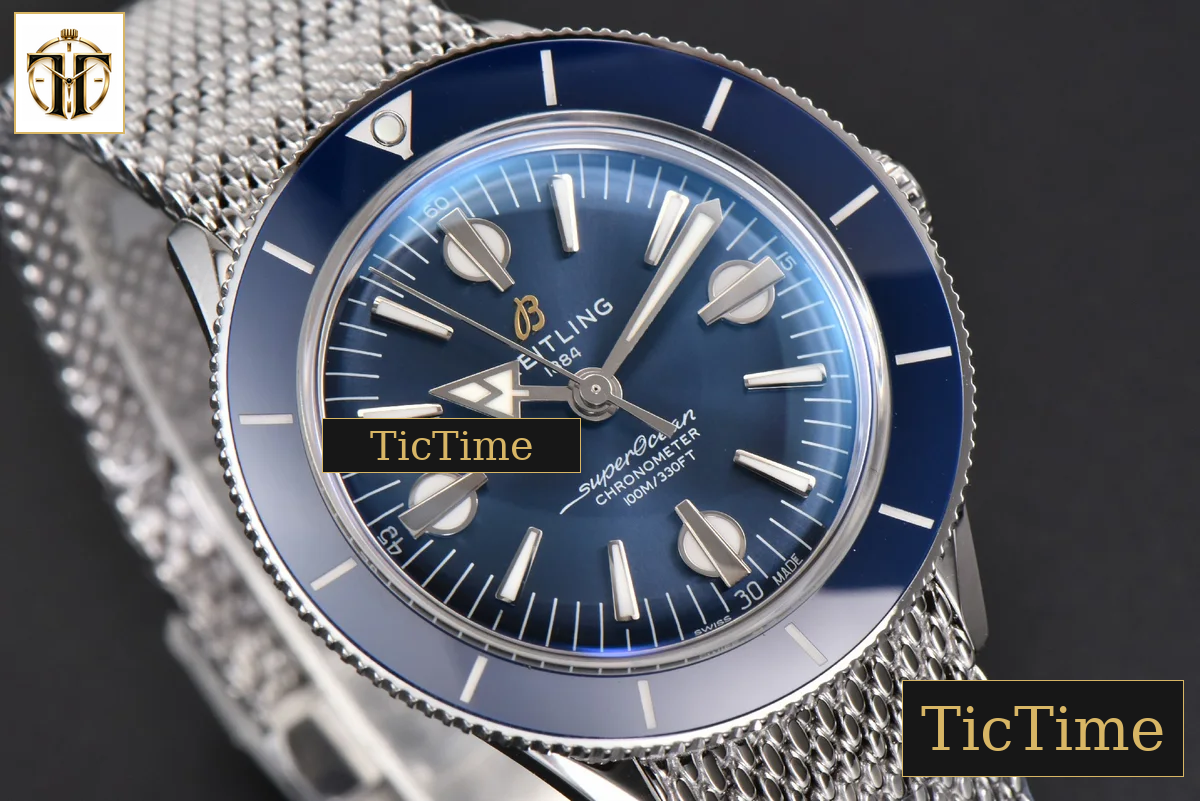 SuperOcean Heritage 42mm GF SS Blue Ceramic Blue Dial Mesh Bracelet A2824 — foto 11