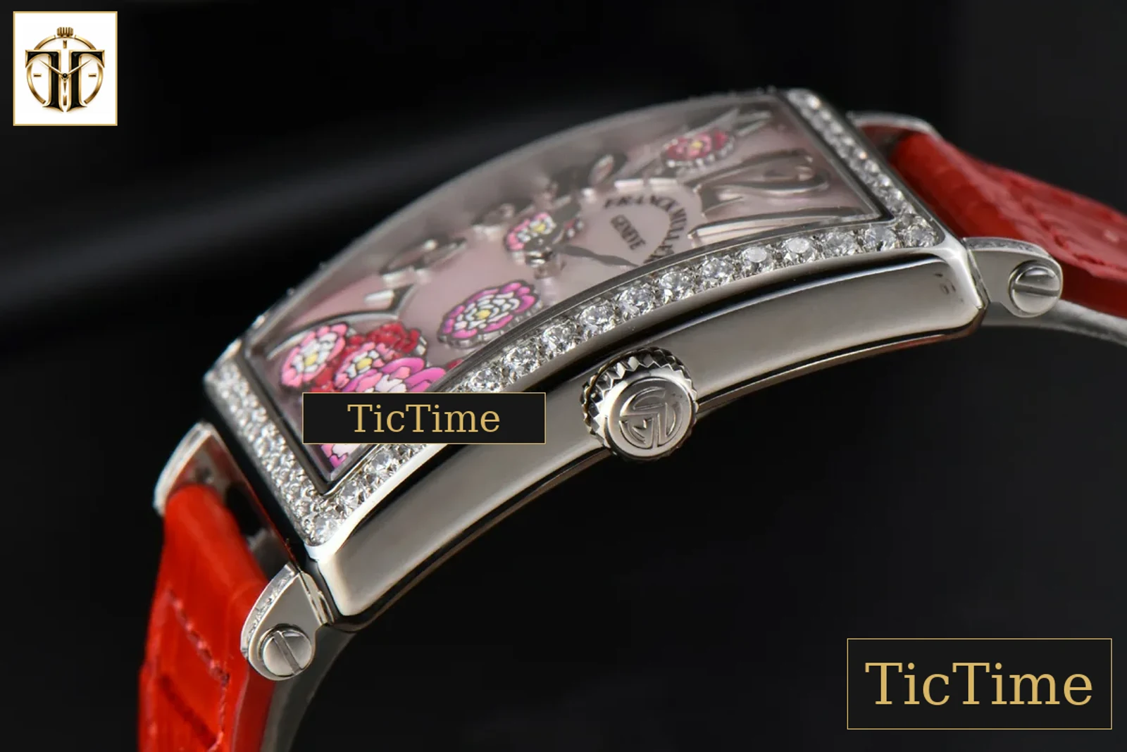 Long Island Ladies 26mm ZF Diamond MOP Dial Red Leather Strap Swiss Ronda Quartz — foto 10