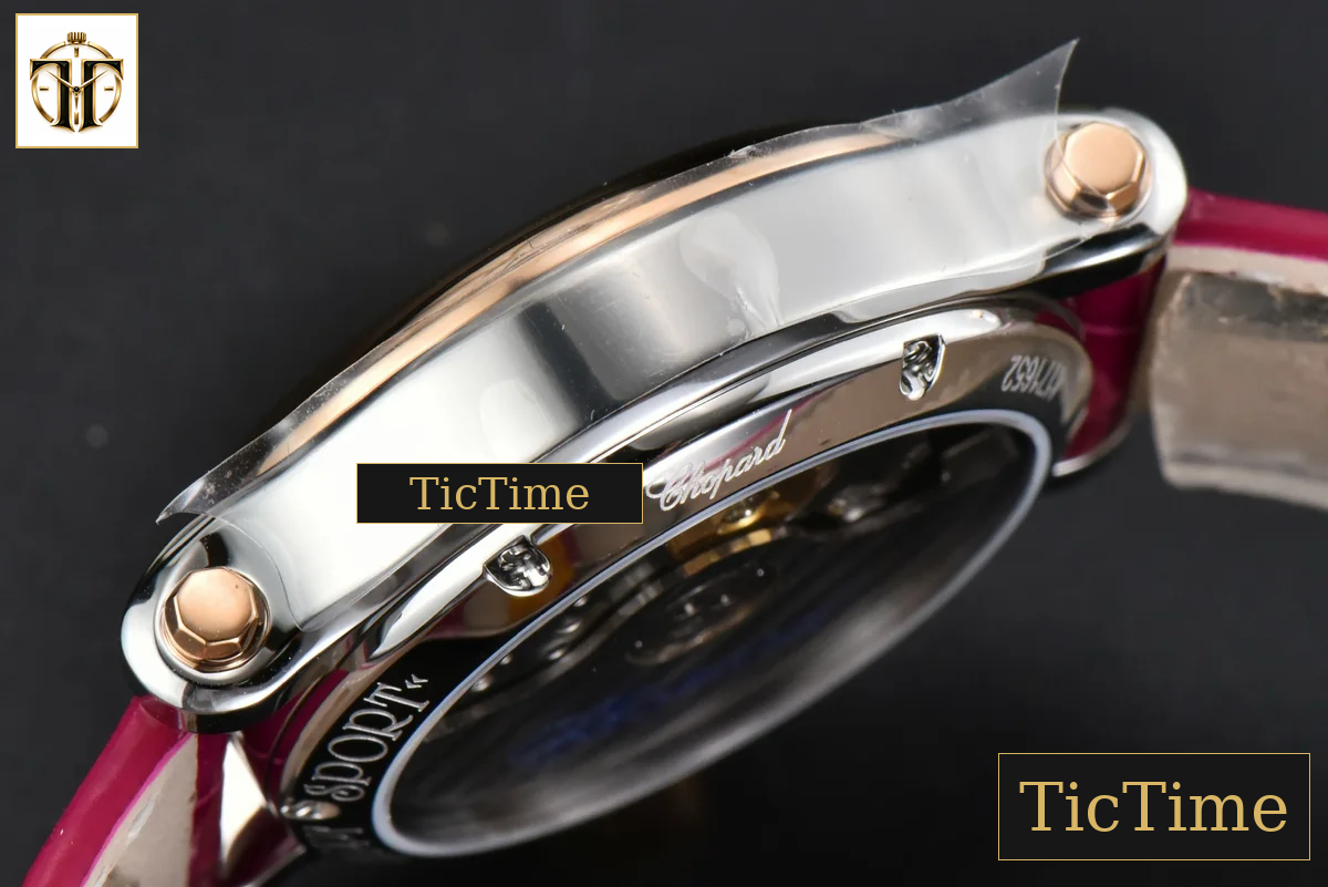 Happy Sport Automatic 33mm HWF RG/SS White Dial Rose Red Leather Strap A2892 — foto 15