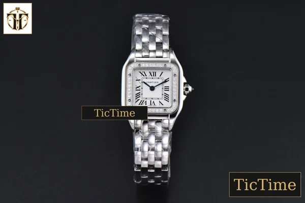 Foto frontal — Panthère 22mm AF SS Diamond Bezel White Dial SS Bracelet Ronda Quartz