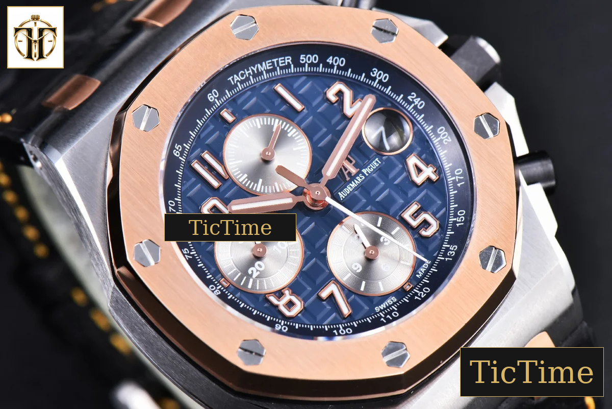 Royal Oak Offshore 26471SR 44mm JF RG Blue Dial Black Leather Strap A3126 — foto 10