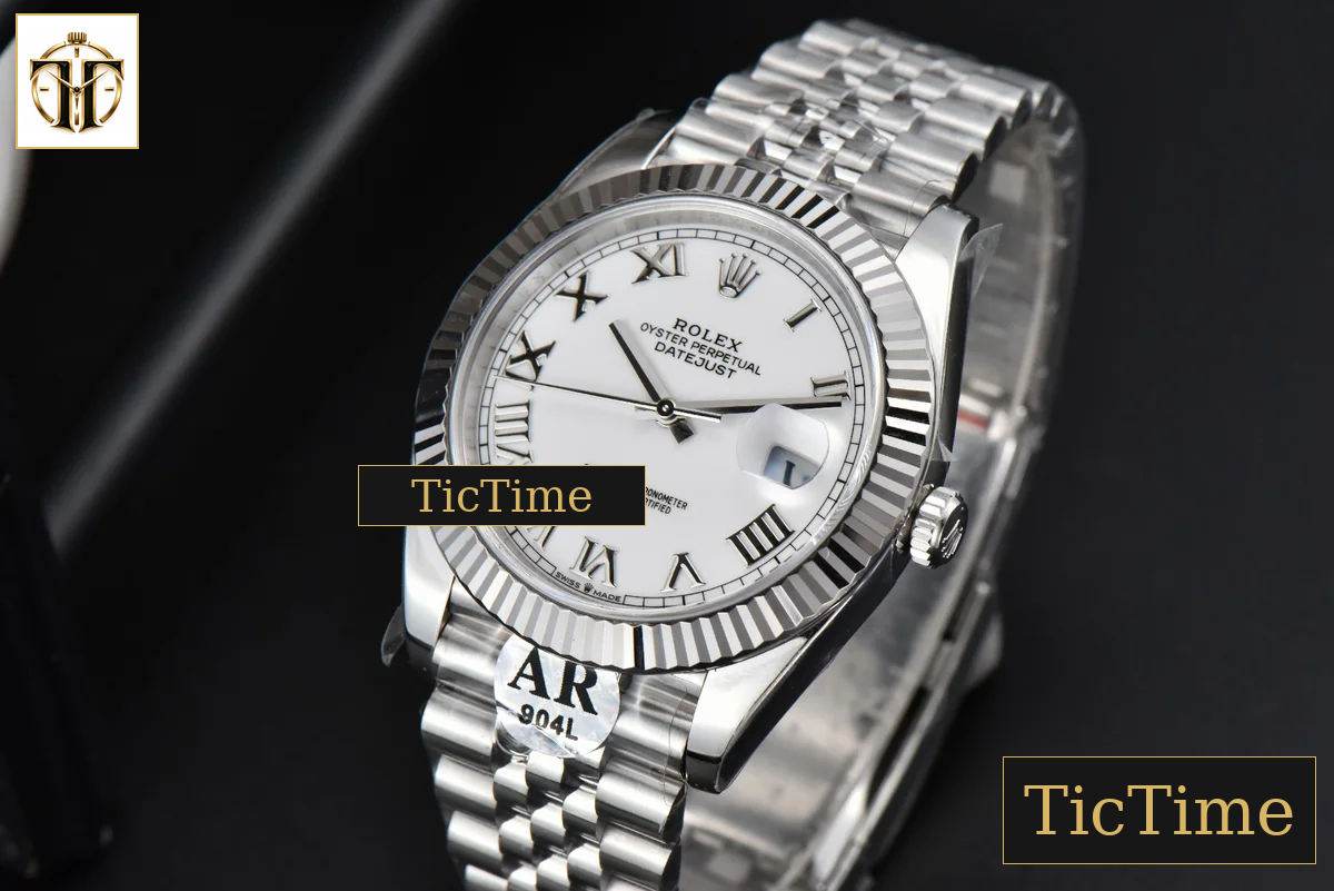 DateJust 904L Fluted Bezel 126334 41mm ARF White Dial Roma Marker Jubilee Bracelet VR3235 — foto 5