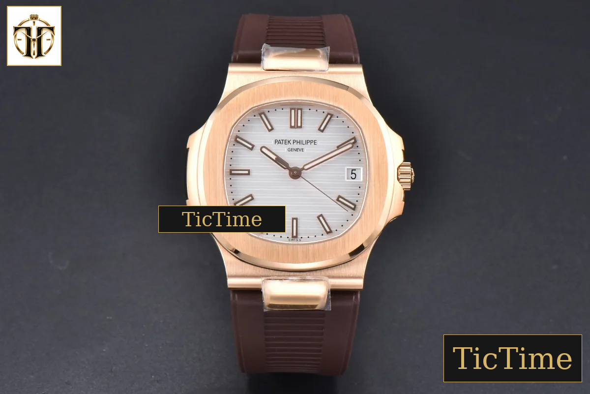 Nautilus 5711R 40mm PPF RG White Dial Brown Rubber Strap V5 A324SC — foto 3