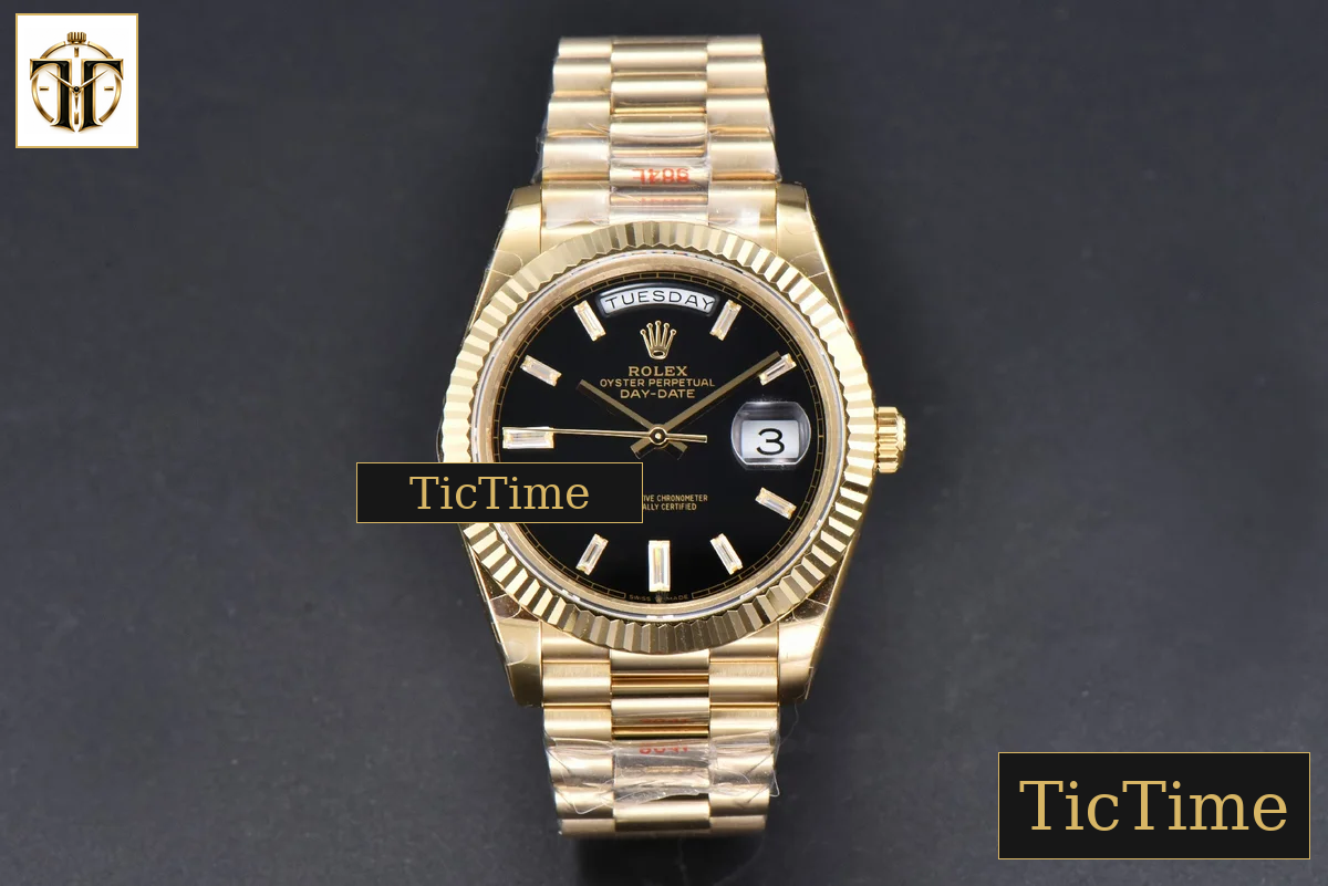 DayDate 40mm GMF YG Black Dial Diamond Marker President Bracelet A3235 — foto 3