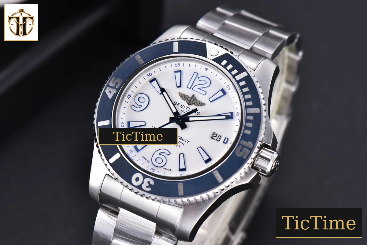 Superocean Automatic 44mm TF White Dial Blue Bezel SS Bracelet A2824 — foto 5
