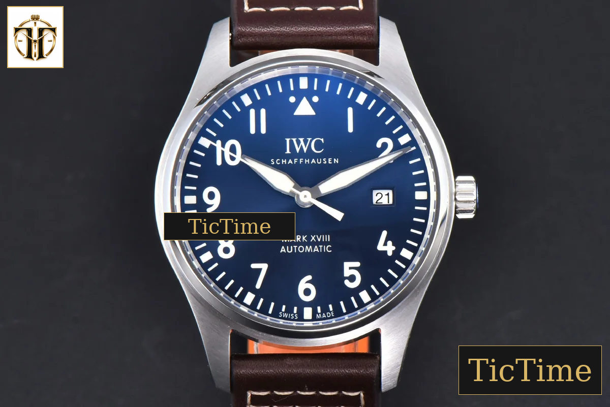 Mark XVIII IWC327010 40mm V7F Blue Dial Brown Leather Strap A2892 — foto 2