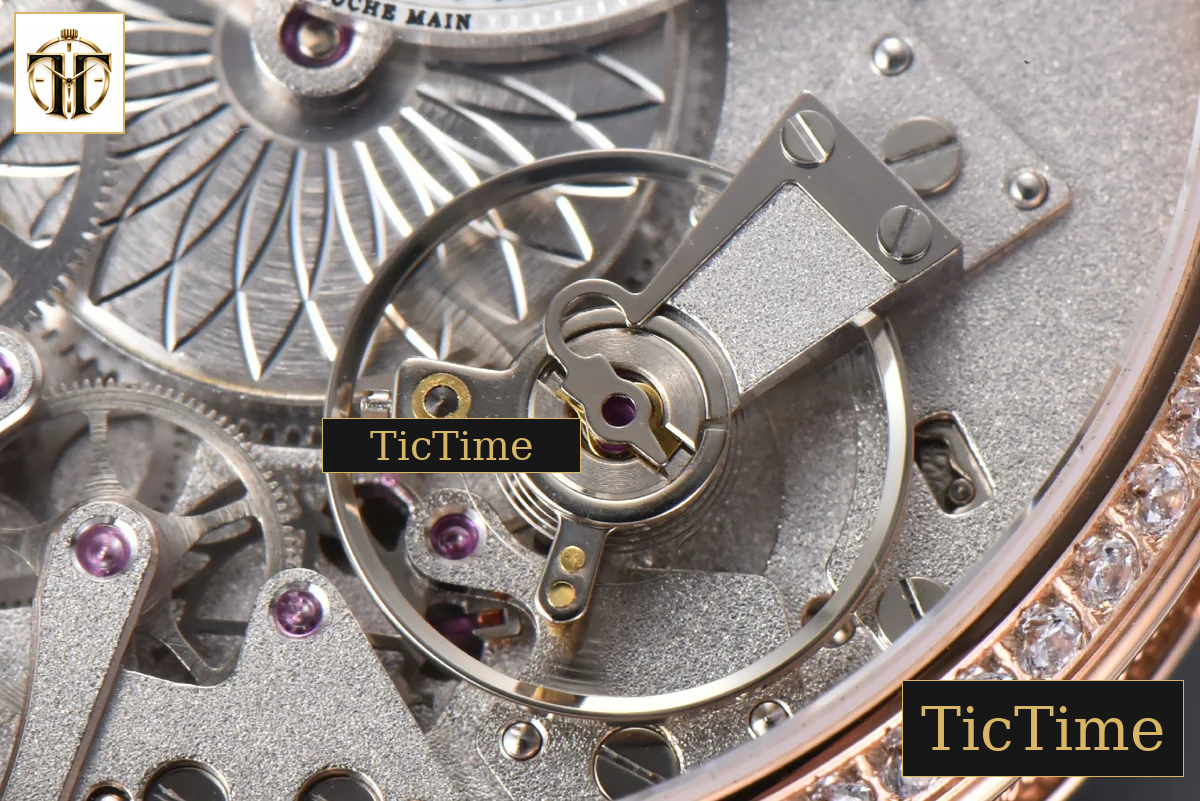 Tradition 7038BR 40mm ZF RG Diamond Gray Dial Silver Subdial White Leather Strap A505 — foto 6