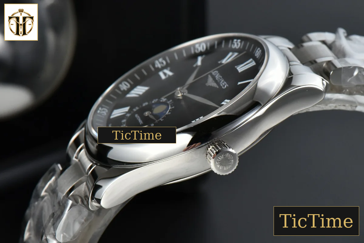 Master Moonphase 40mm GF Black Dial Roma Marker SS Bracelet A899 — foto 8