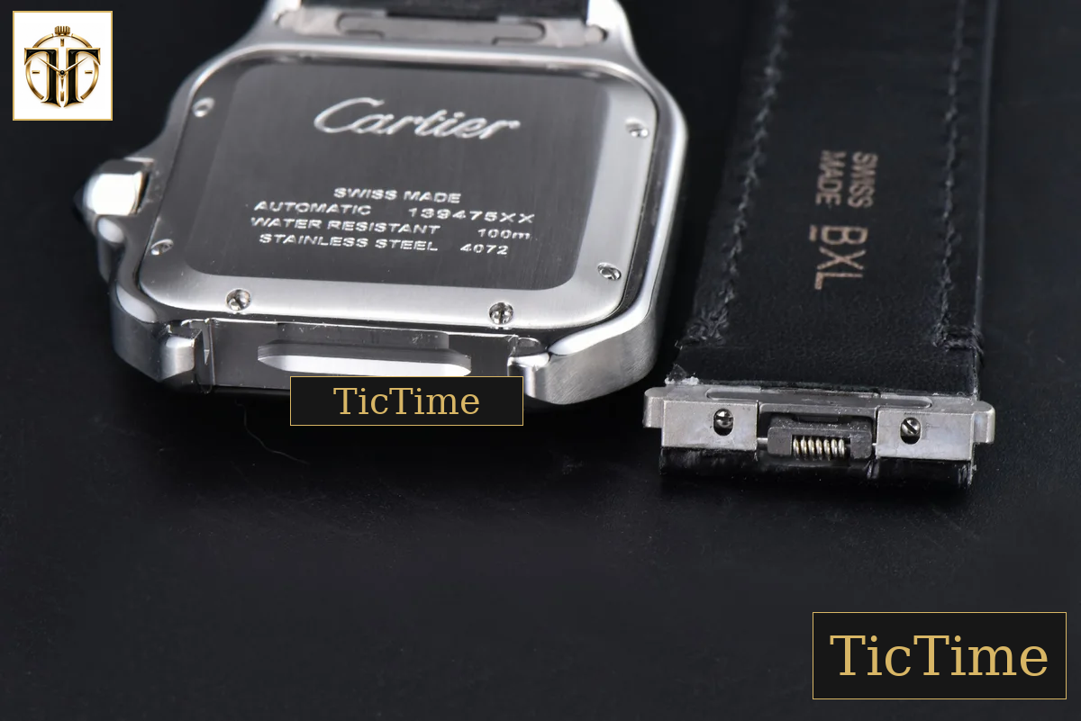 Santos de Cartier XL 40mm AF SS Black Dial Black Bezel Black Leather Strap Miyota 9015 — foto 22