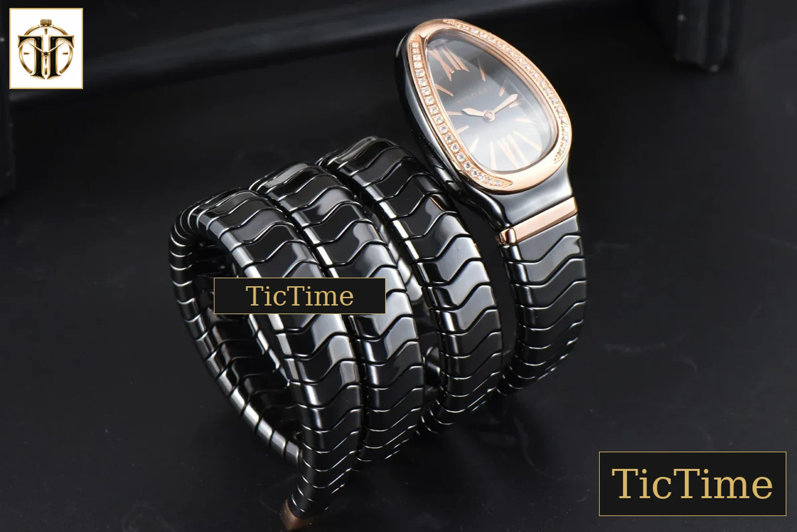 Serpenti Spiga 35mm BVF RG Polycyclic Black Ceramic Black Dial Diamond Bezel Quartz — foto 7
