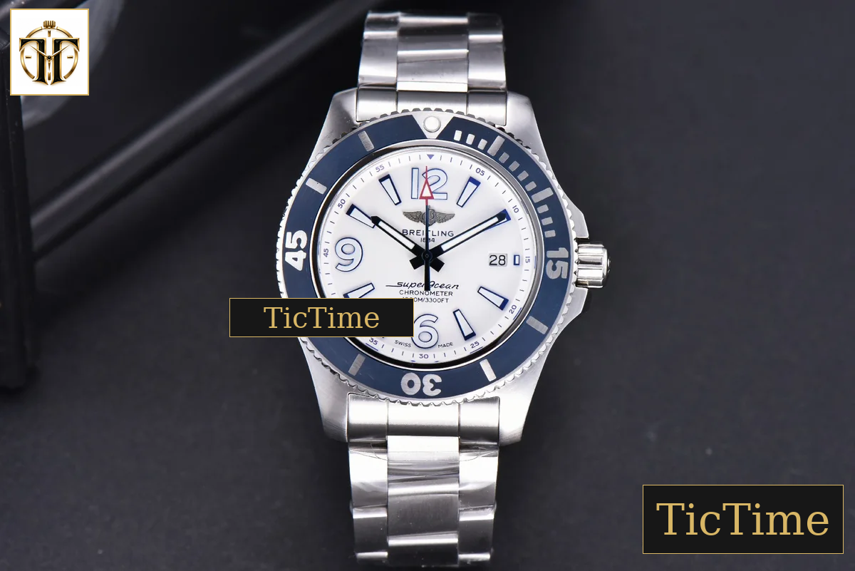 Superocean Automatic 44mm TF White Dial Blue Bezel SS Bracelet A2824 — foto 3