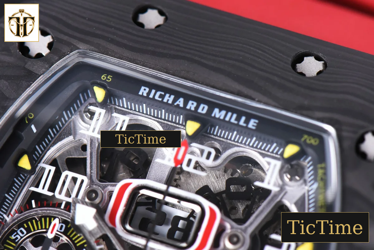 NTPT Chrono RM011 KVF Skeleton Dial Black Crown Red Rubber Strap V2 A7750 — foto 5