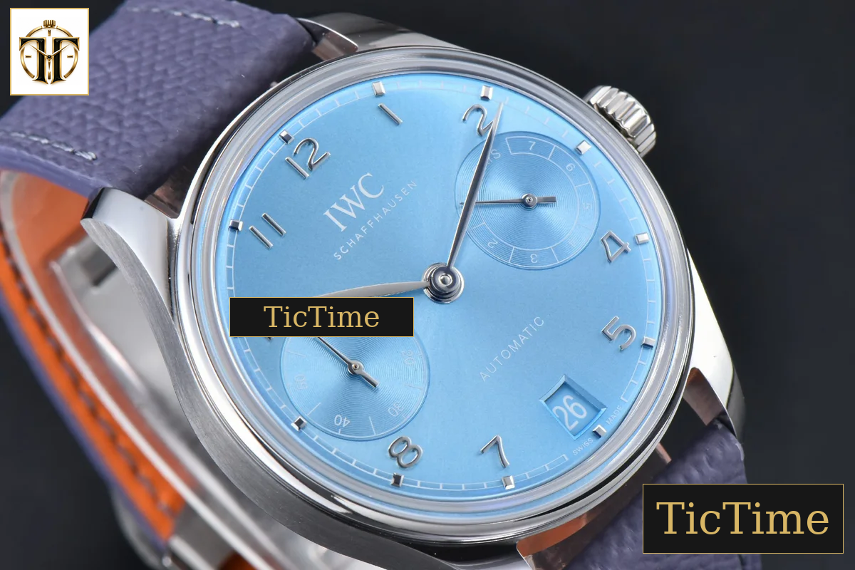 Portugieser Automatic 7 Days IWC0559D 42mm APSF Blue Dial SS Numeral Markers Gray Leather Strap A52010 — foto 11