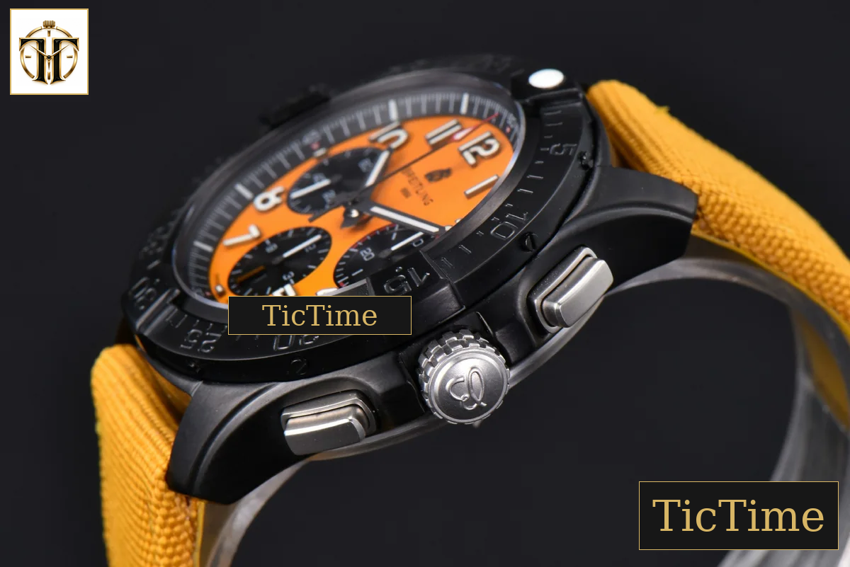 Avenger Chronograph 44mm BLSF Black PVD Orange/Black Dial Orange Nylon Strap A7750 — foto 12