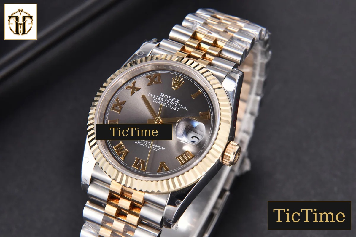 DateJust 904L 36mm GMF YG/SS Fluted Bezel Gray Dial Roma Marker Jubilee Bracelet VR3285 — foto 5