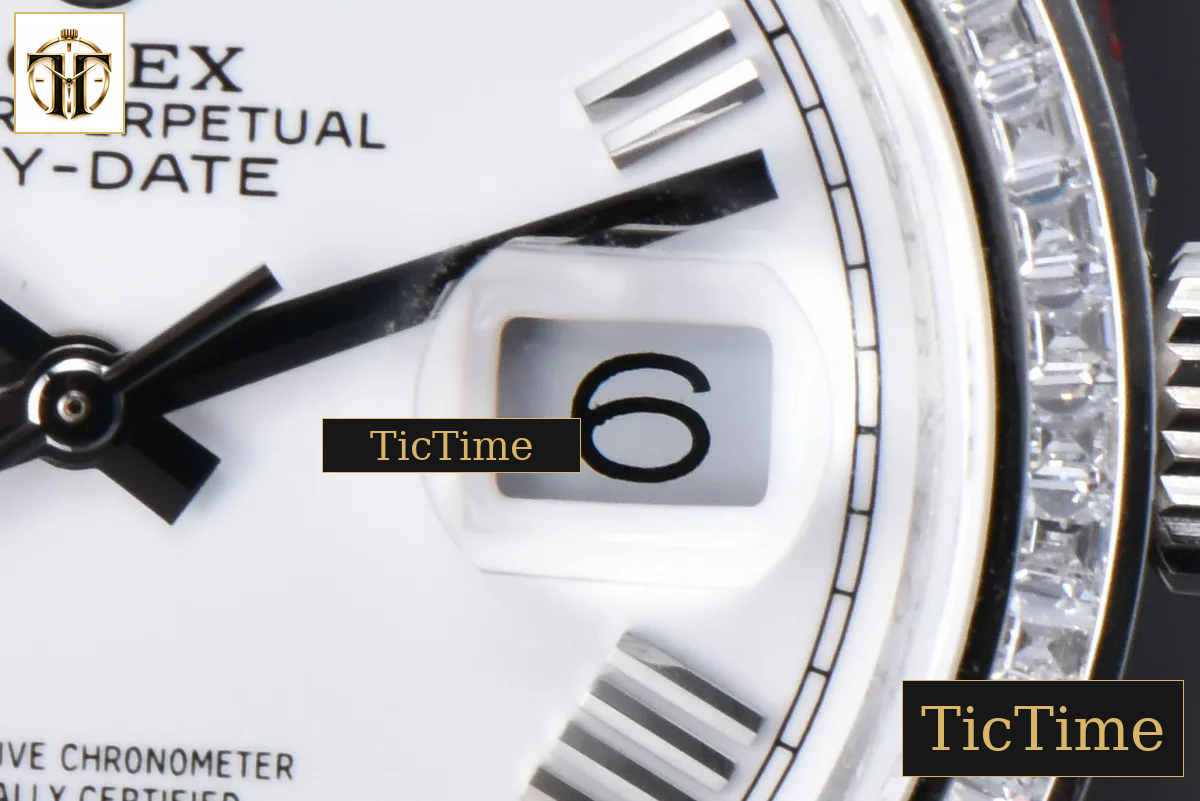 DayDate 36mm GMF SS Diamond Bezel White Dial Roman Marker President Bracelet (Tungsten) A2836 — foto 10