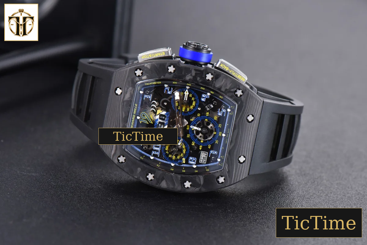 NTPT Chrono RM011 KVF Skeleton Dial Blue Crown Black Rubber Strap V2 A7750 — foto 13