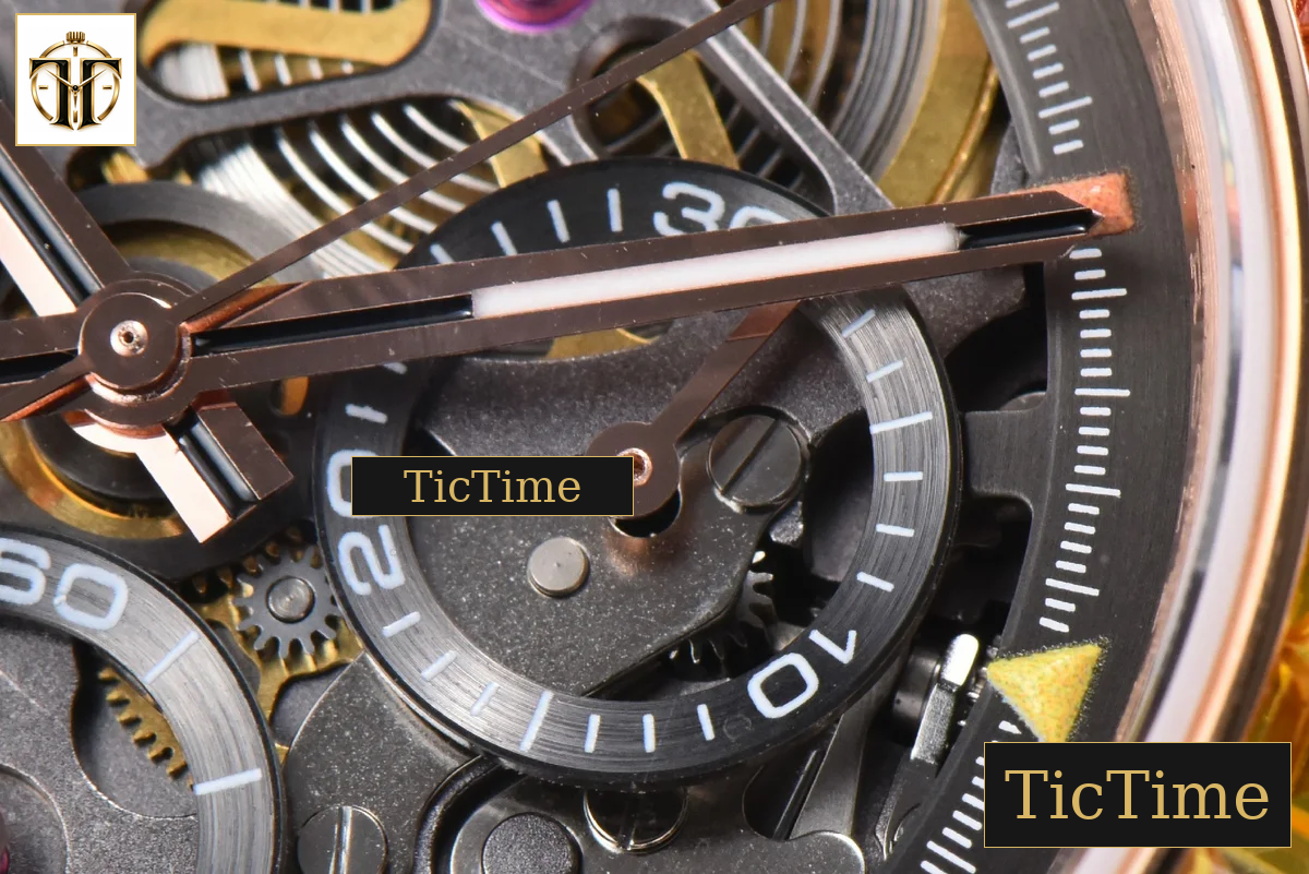 Daytona 40mm GETF PVD RG Carbon Rainbow Diamond Skeleton Dial Black Rubber Strap SA4130 — foto 9