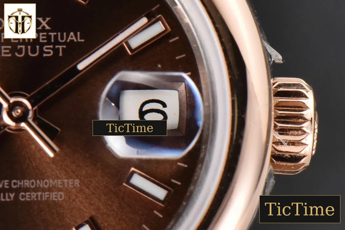 DateJust Ladies 28mm WF RG/SS Smooth Bezel Brown Dial Jubilee Bracelet A2236 — foto 10