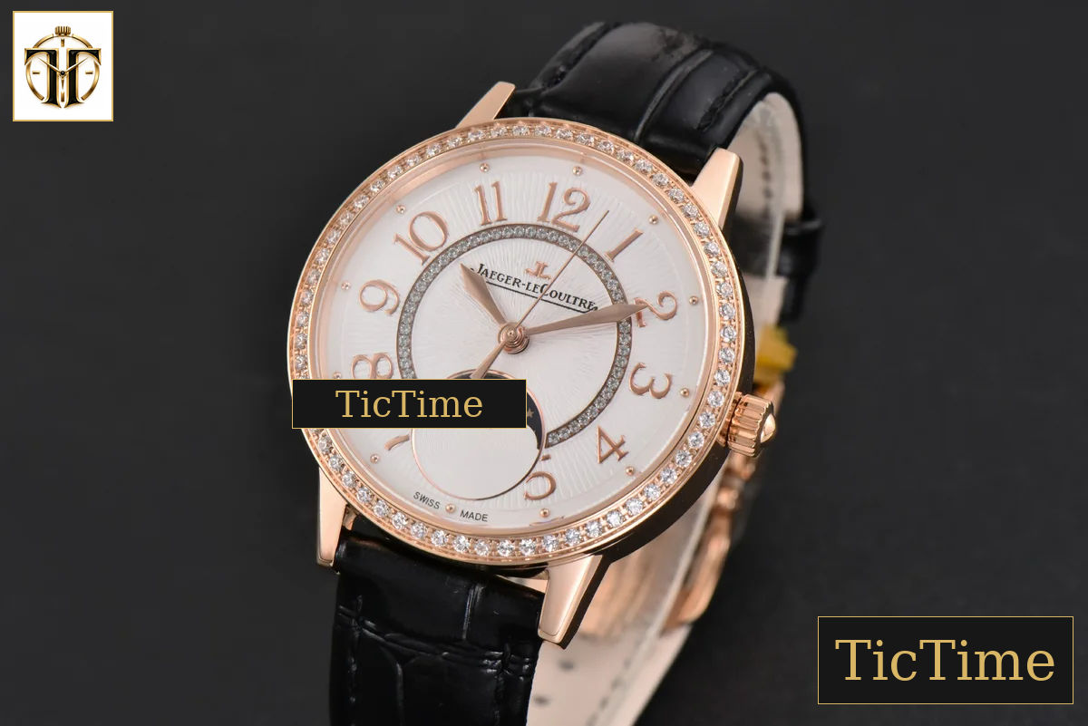 Rendez-Vous Moon 34mm GF RG Diamond White Textured Dial Black Leather Strap A935 — foto 4