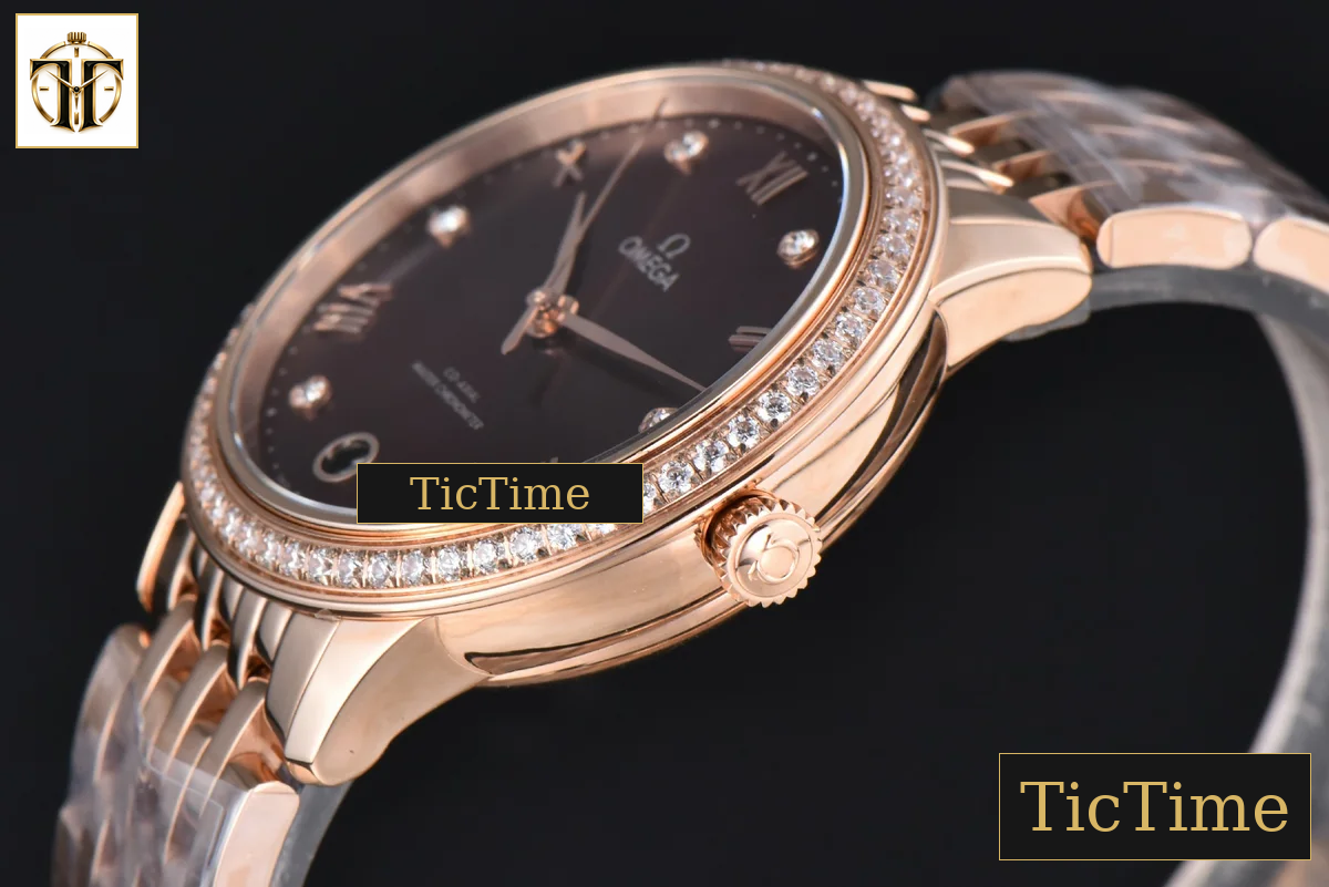 De Ville Ladies Prestige 34mm VSF White Diamond Bezel Purple Dial Diamond Roman Marker RG Bracelet A8800 — foto 10