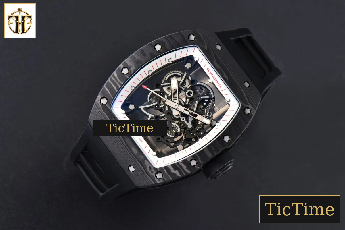 NTPT RM055 43mm ZF White/Red Bezel Black Crown Black Rubber Strap V6 RMUL2 — foto 4