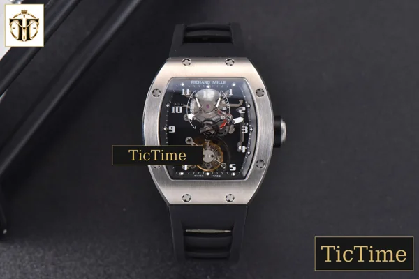 Foto frontal — Tourbillon RM001 47mm JBF SS Black Skeleton Dial Black Rubber Strap