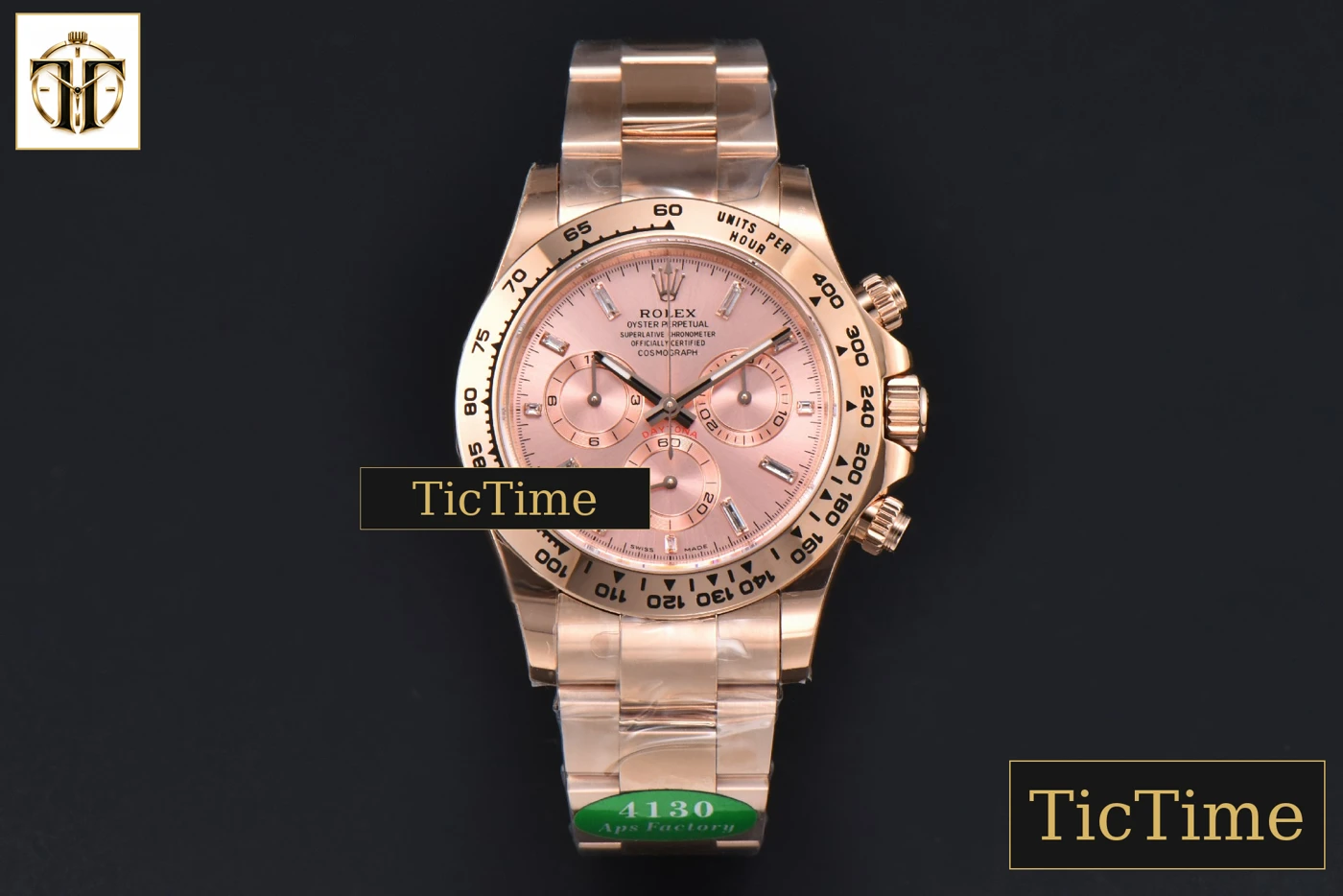 Vista frontal — Daytona 116505 APSF RG RG Dial Diamond Marker RG Bracelet SH4130