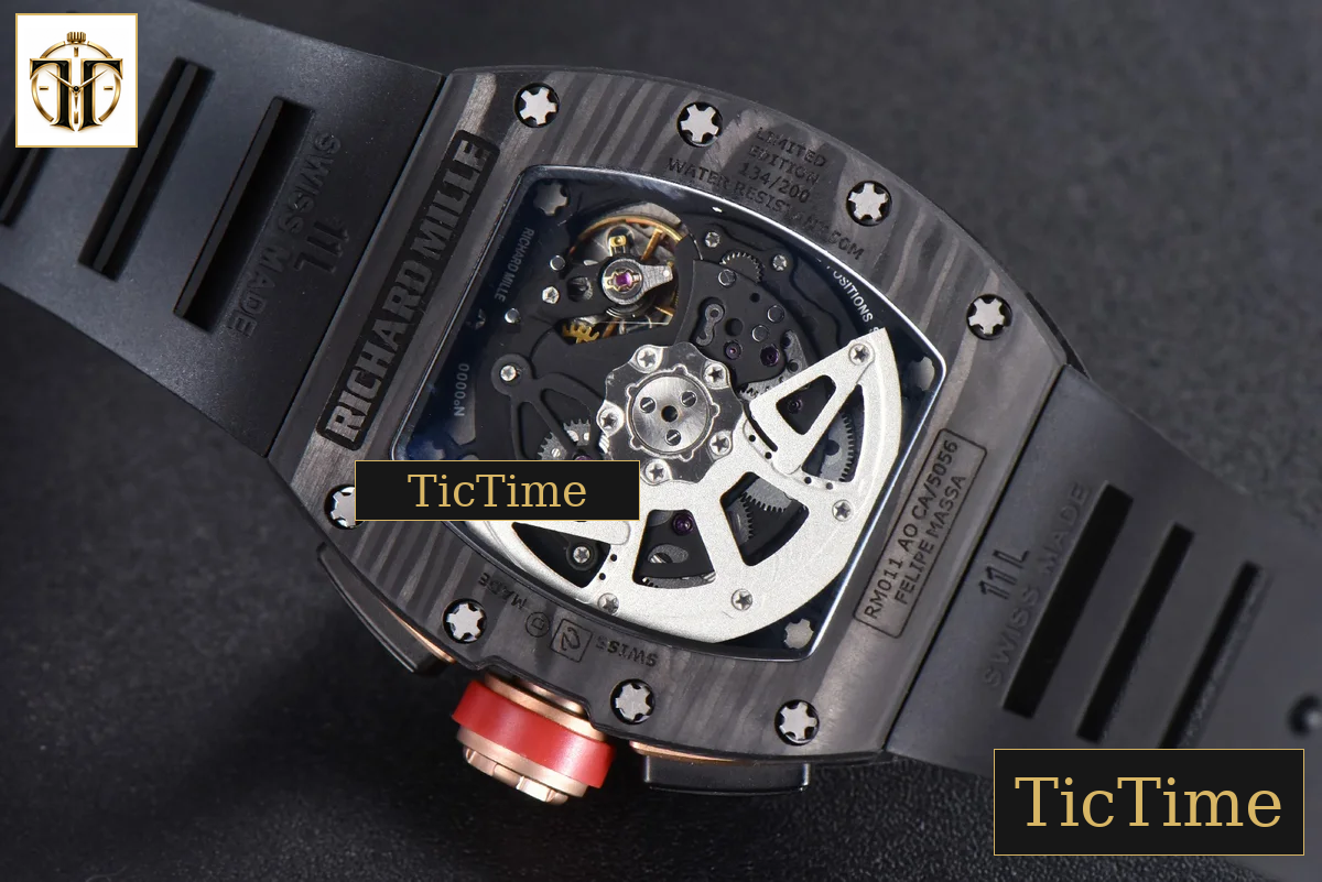 NTPT Chrono RM011 KVF Skeleton Dial RG Crown Black Rubber Strap V2 A7750 — foto 15