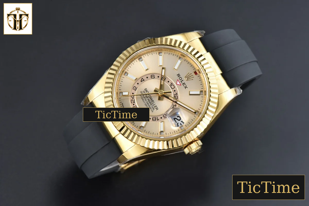 Sky-Dweller 336238 42mm ZF YG Case Gold Dial Rubber Oysterflex Strap (Tungsten) — foto 3