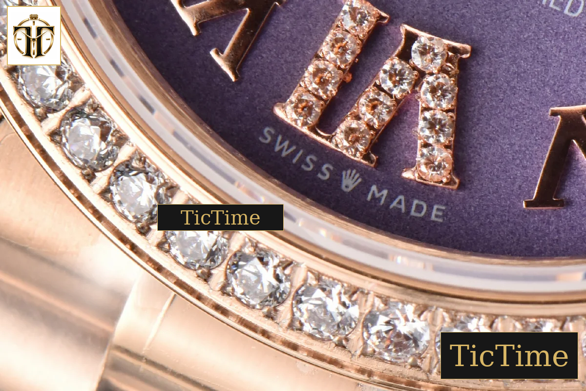 DateJust Ladies 904L 31mm WF RG Diamond Purple Dial Diamond Roma Marker Oyster Bracelet A2671 — foto 8