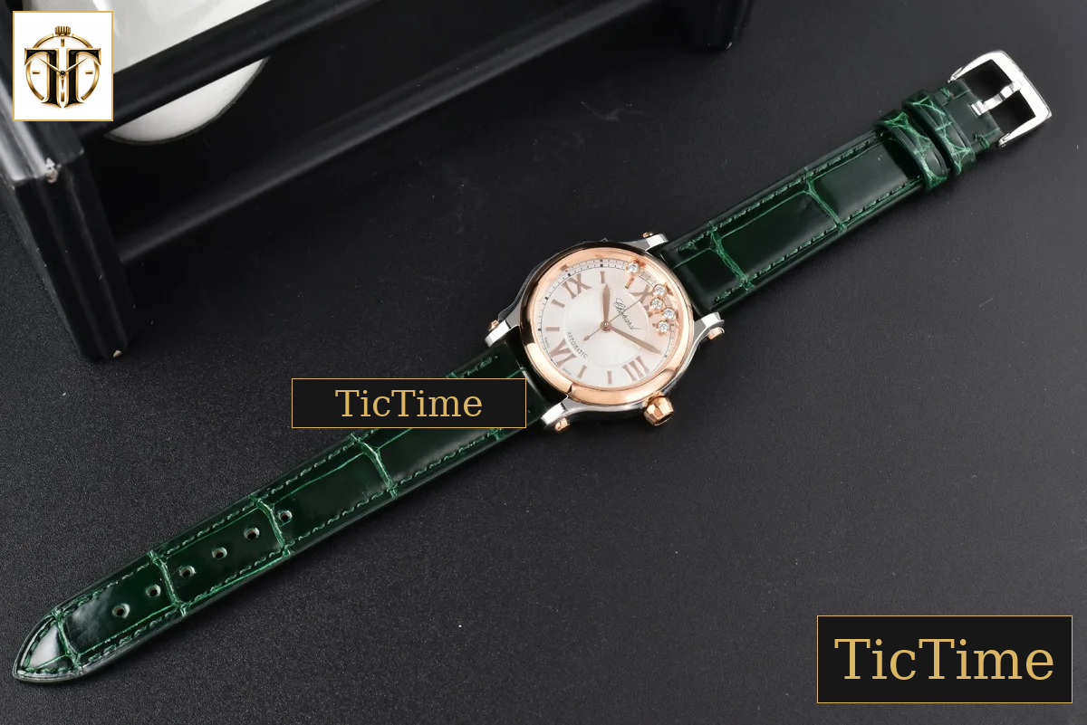 Happy Sport Automatic 33mm HWF RG/SS White Dial Green Leather Strap A2892 — foto 29