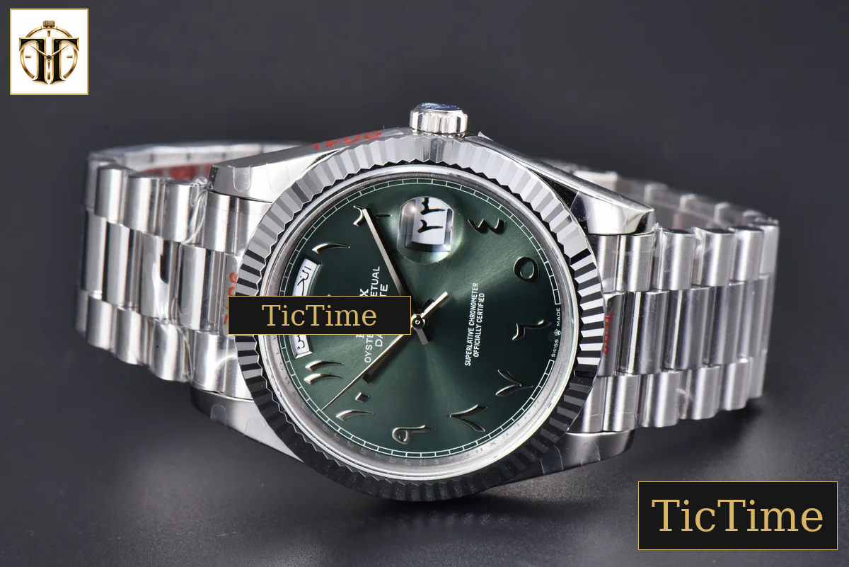 DayDate 904L Oliva 40mm GMF Green Arabic Dial President Bracelet A2836 — foto 11