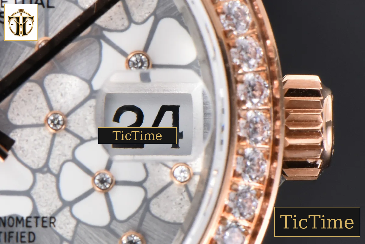 DateJust 904L 31mm GMF RG/SS Diamond Bezel Silver Flowers Dial Jubilee Bracelet A2824 — foto 10
